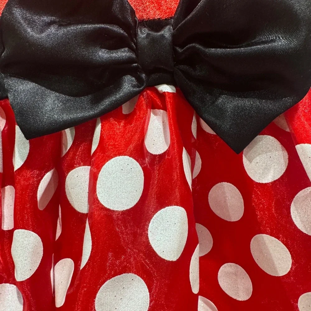 Disney Minnie Mouse Girls Dress Costume Red Polka‎ Dot Bow Halloween